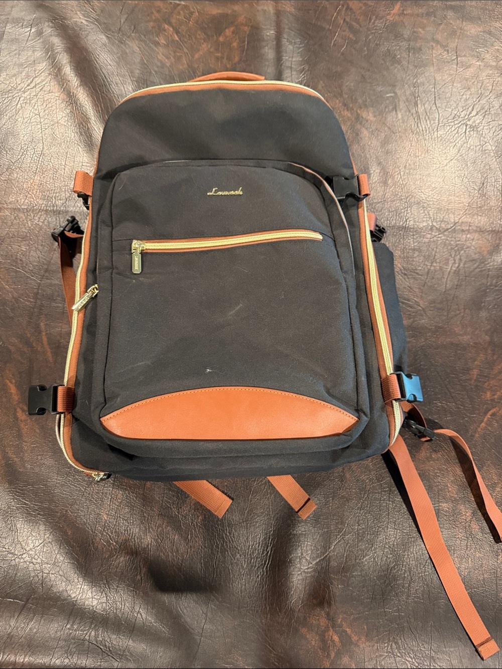 Lanwach Black and Tan Travel Backpack for Women